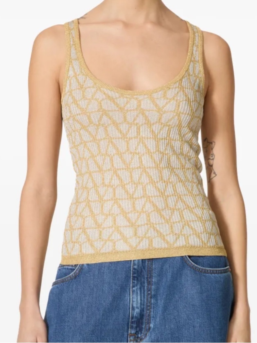 Valentino Garavani Gold and Silver Knit Tank Top